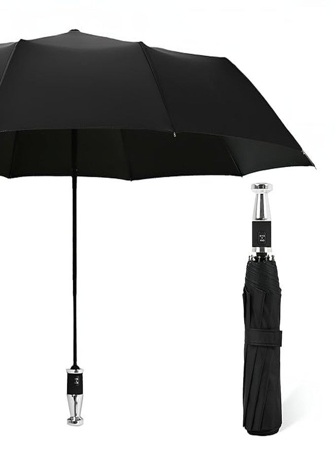 SADVIDHYA Windproof Travel Umbrellas for Rain - Lightweight, Strong, Compact with & Easy Auto Open/Close Button for Single Hand Use - for Men & Women (Black BR) - Image 1